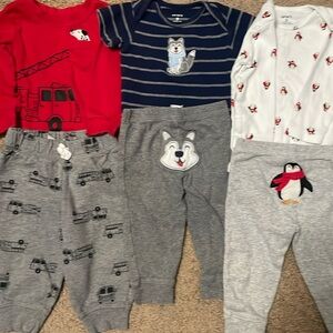 Carters 9 month onesie/pants sets: lot of 3.
